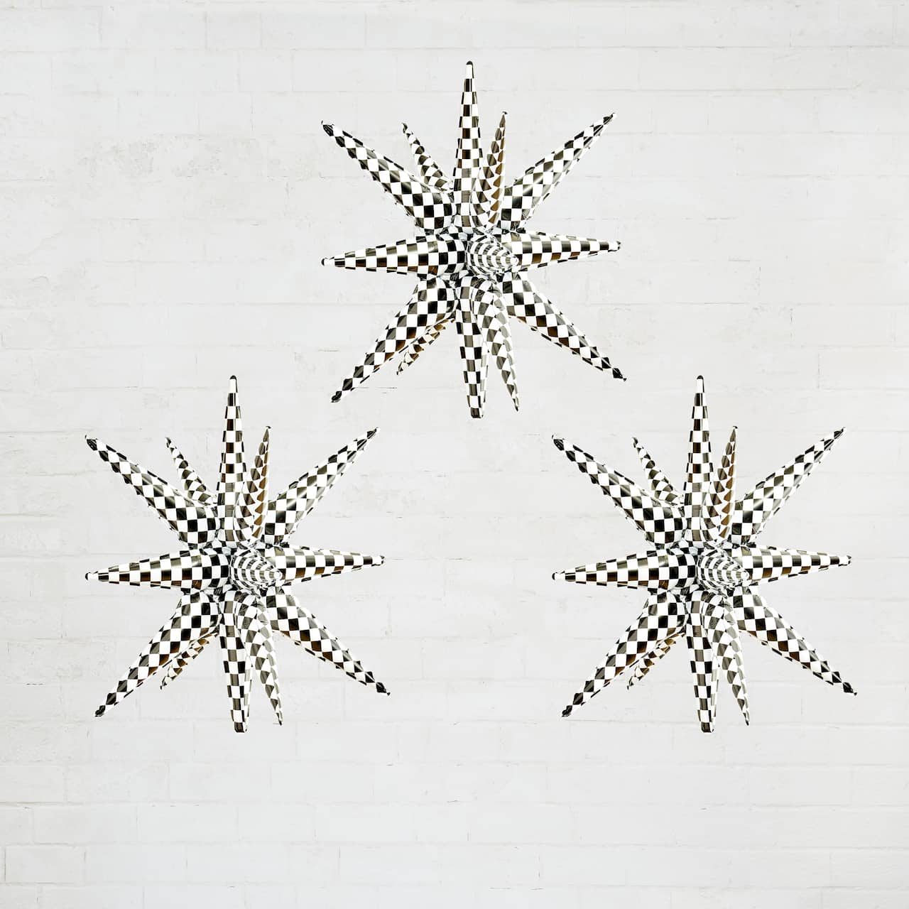 6 Packs: 3 ct. (18 total) 26" Black & White Checker Starburst Foil Balloons by Celebrate It™